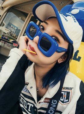 多巴胺搞怪趣味方形充气感墨镜女潮人街拍网红个性男秀场太阳镜