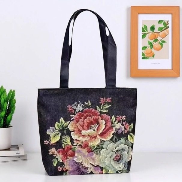 双面刺绣帆布包手提包手拎外出百搭精致手提袋手机包上班小拎包,淘宝优惠券,粉丝福利购,淘宝优惠卷