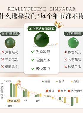 和田玉碧玉手串天然玉石手链女款官方正品老坑苹果绿圆珠串珠手饰