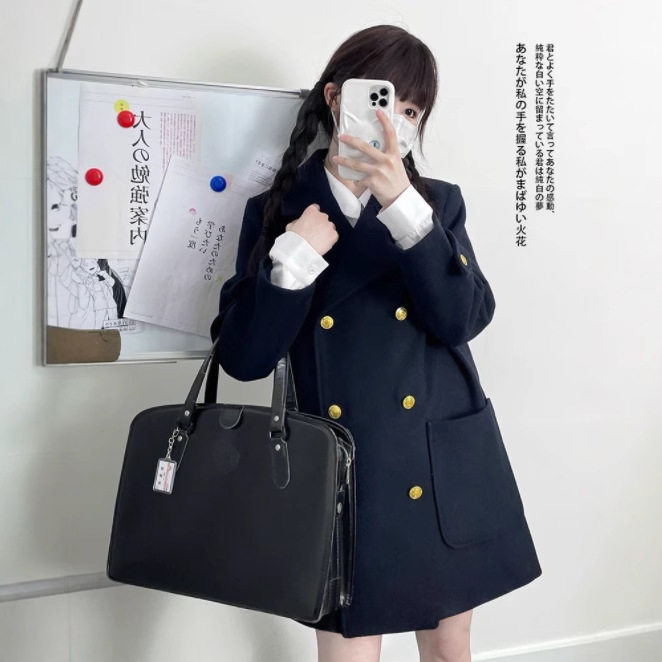 【秋冬季日系学院风校供感毛呢外套女jk制服双排扣百搭通勤呢子大,淘宝优惠券,粉丝福利购,淘宝优惠卷
