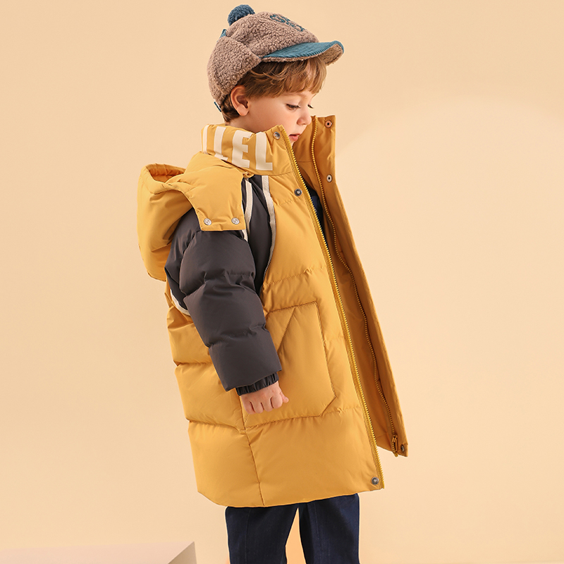 儿童宝宝可爱冬季新款中长款羽绒服男童连帽保暖宽松洋气防寒外套 - 图2