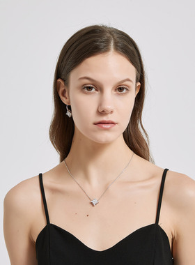 童诗丸子晶彩系列雪花锆石吊坠项链秋冬高级感毛衣链设计感小众