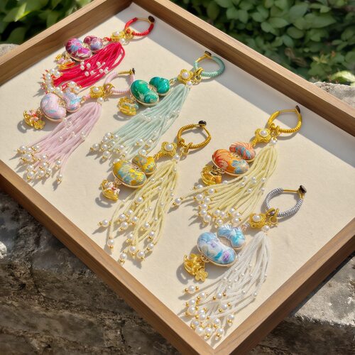 【成品】非遗中国风刺绣宋锦葫芦挂件包挂/车挂双面葫芦吊坠挂饰 - 图0