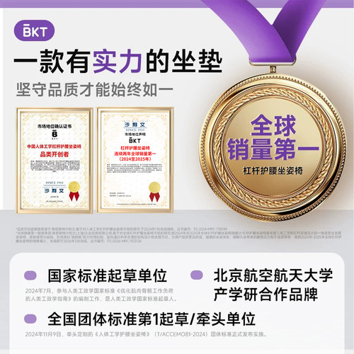 BKT护腰坐垫久坐神器靠垫腰靠人体工学靠背腰部支撑托官方旗舰店 - 图0