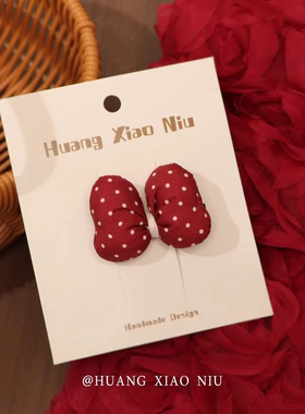 黄小妞红色波点蝴蝶结宝宝发夹