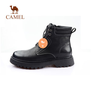 Camel/骆驼男鞋真皮休闲工装鞋潮流耐磨马丁靴超轻底高帮厚底鞋子