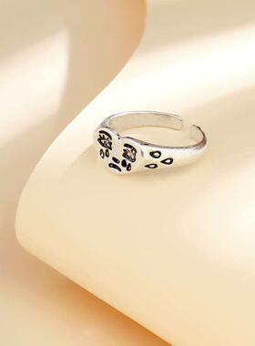 Ring ins retro personality crying face opening adjustable ri