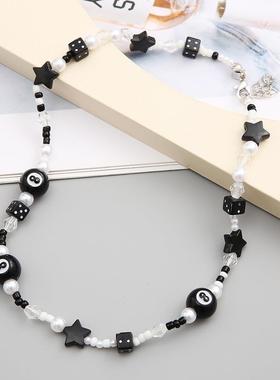 编织黑色项炼妇女新项炼手工编织民族风格黑色米珠项炼