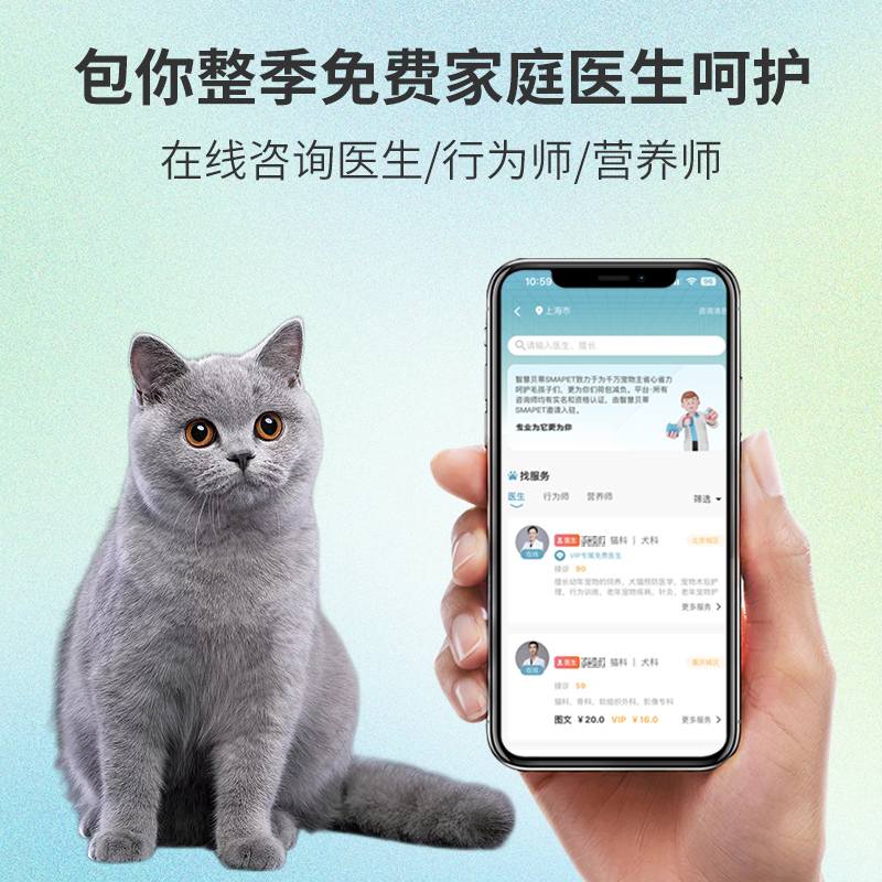 SMAPET智慧贝蒂宠物猫咪智能项圈运动睡眠监测蓝牙USB充电-图1