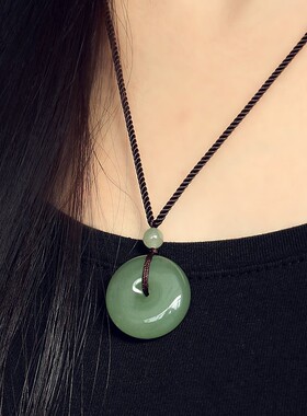 和田玉青a玉平安扣玉坠玉石吊坠真玉情侣男女款儿童挂件玉佩