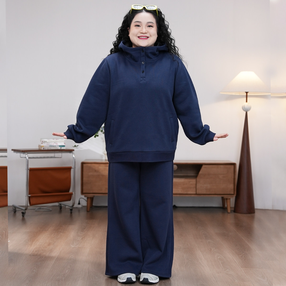 福饮沸别【慵懒暖呼呼】加绒秋冬大码胖mm连帽套装25162/25149,淘宝优惠券,粉丝福利购,淘宝优惠卷