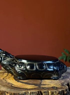 中式仿古做旧仿石龙龟乌龟底座摆件茶宠茶托陈设复古古风壶承摆件