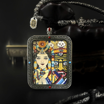 Pure hand painted hot gonegun Donka Zaki Ramgar box Necklace Tibetan ethnic wind before the life of the patron saint