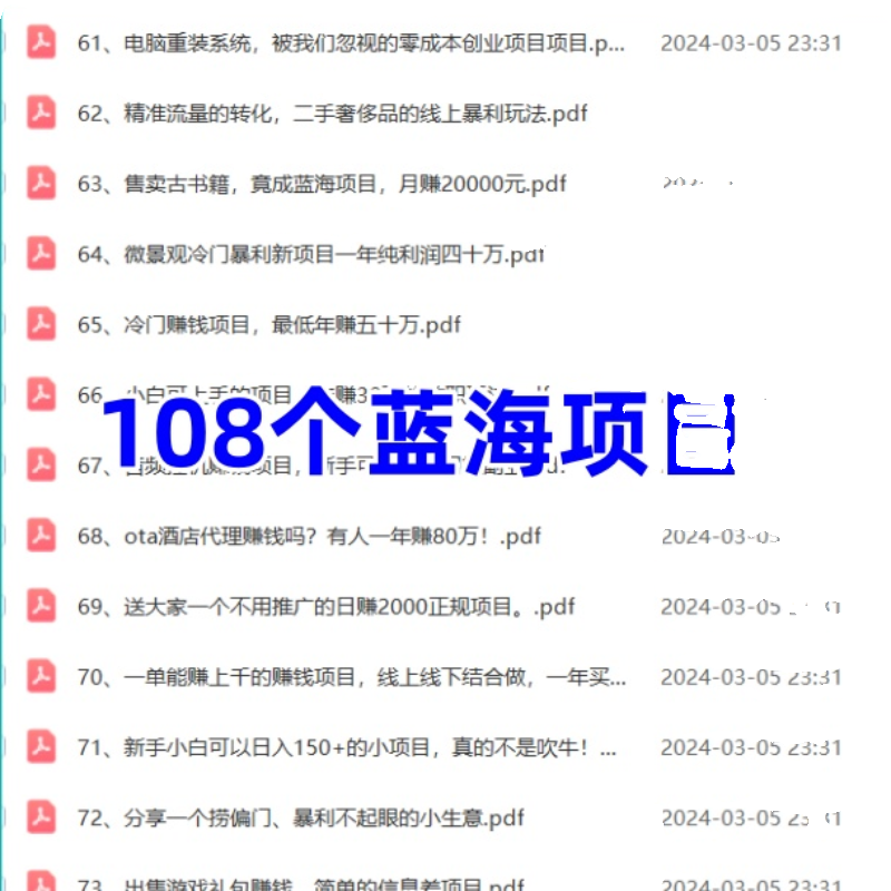 蓝海项目创业副业冷门小成本创业项目资料108创业低成本项目创业 - 图3