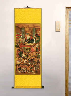 十殿阎君一殿秦广王挂画卷轴字画丝绸壁画阎王神像道场装饰供奉画