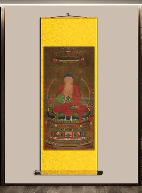 毗卢遮那佛结缘阿弥陀佛挂画佛像画佛院寺庙壁画卷轴寺庙装饰