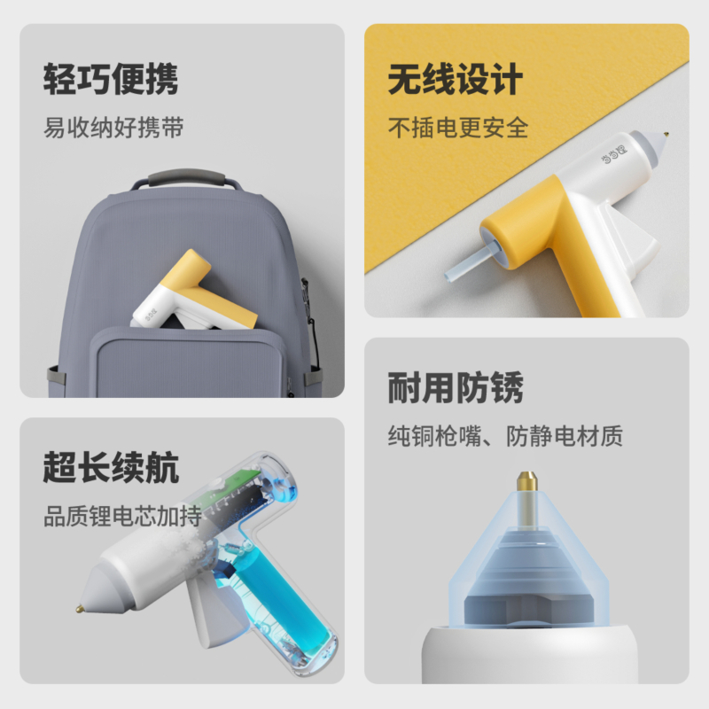 当当狸无线锂电热熔胶枪家用手工DIY电动打胶枪热熔胶枪带胶棒-图1