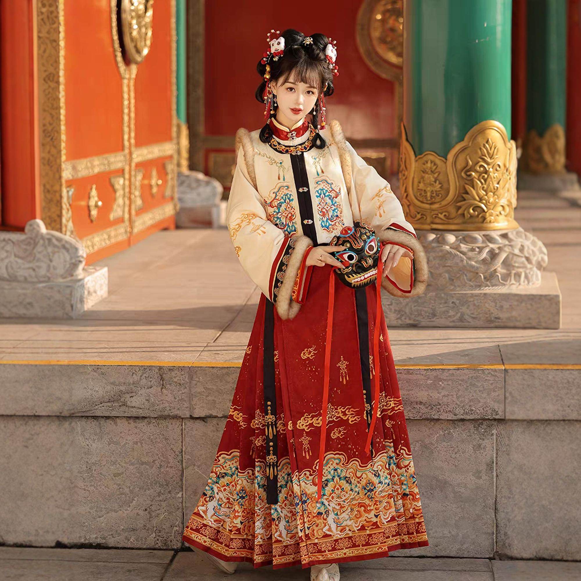 原创汉服女【鹿鼎记】明制加绒马甲新年战袍马年拜年服套装冬季款,淘宝优惠券,粉丝福利购,淘宝优惠卷