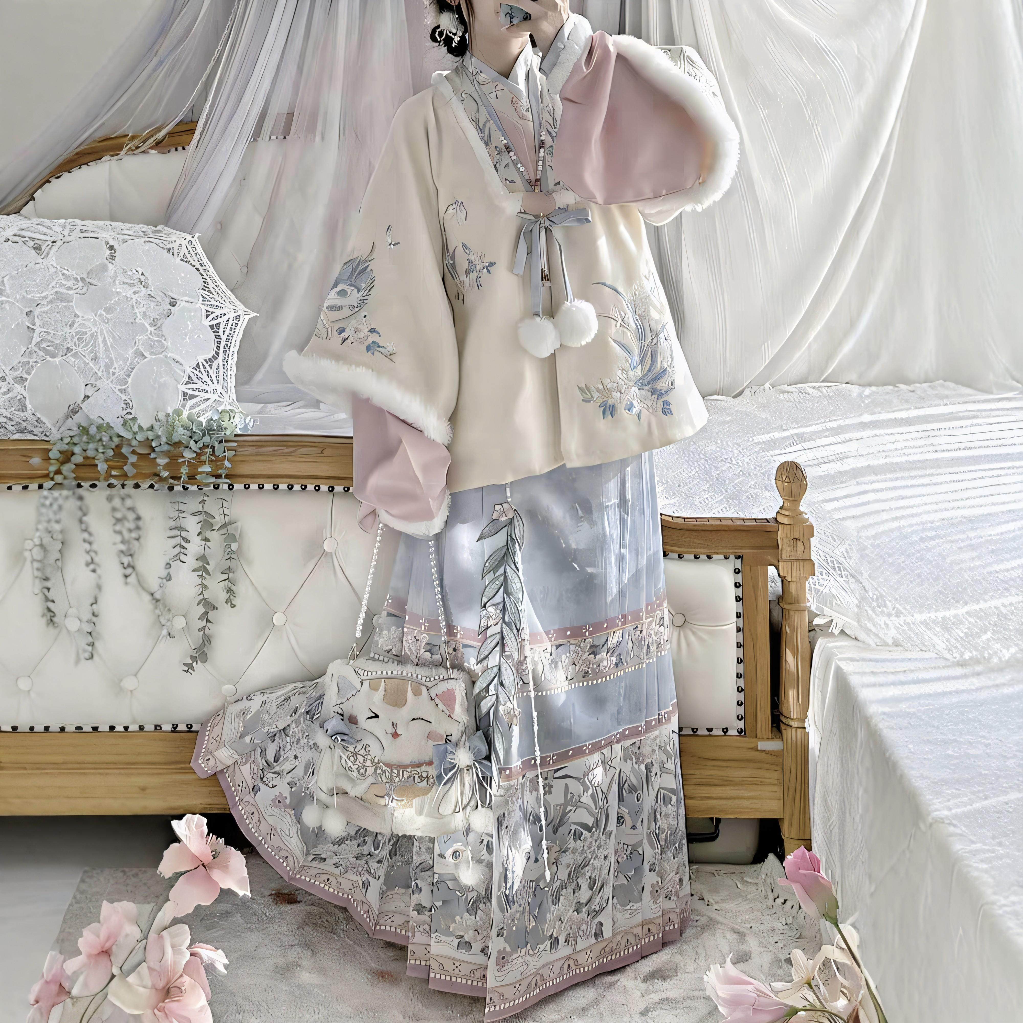 原创汉服女【小龙】明制加绒合领披袄琵琶袖马面裙拜年服套装冬款,淘宝优惠券,粉丝福利购,淘宝优惠卷