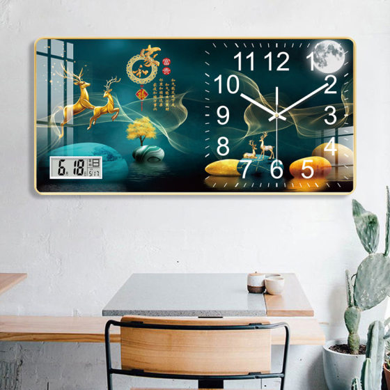 New perpetual calendar crystal porcelain painting wall clock living room clock watch home with calendar luminous silent restaurant quartz clock