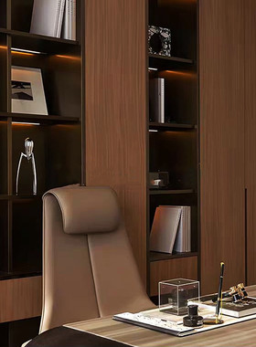 样板间男主人办公室书房桌面摆件桌垫书架相机模型售楼处软装饰品