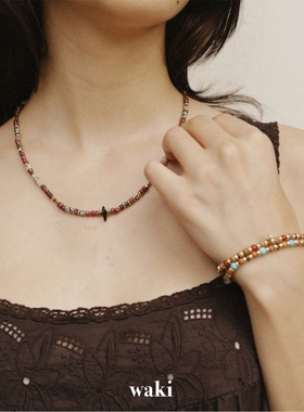 waki 富士芭菲 Fuji Parfait 天然石海岛度假感手工串珠项链