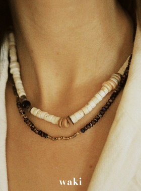 waki 自由牧场 Freedom Ranch 米色天然石材手工串珠项链