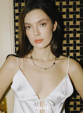 waki 冲绳假期 Okinawa Vacay 银色系叠戴度假手工串珠项链