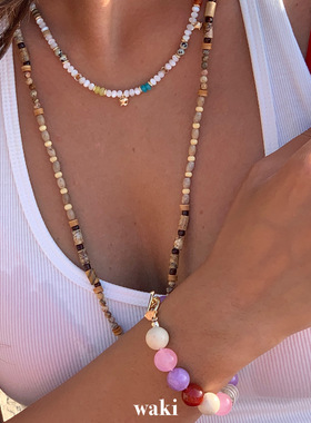 waki 莓果冰激凌 Berry Ice Cream 紫粉色系天然石串珠手链