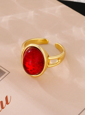 法国CoopKoop法式风红丝绒戒指转运复古港风小众设计感ins戒女