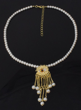 法国coopkoop个性恶魔之眼珍珠流苏串珠项链小众高级感颈链时尚