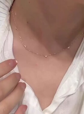 法国coopkoops925银极简风爱心闪钻极细款项链女款精致韩系通勤