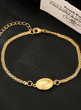 法国coopkoop鎏金岁月圆牌手链女复古宫廷风中式古着精致时尚手