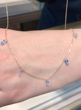 法国coopkoops925银小众海蓝宝马眼锆石满天星项链精致叠戴锁骨