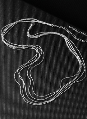 法国CoopKoop韩国小姐姐气质银色多层项链波光细五层闪链颈链