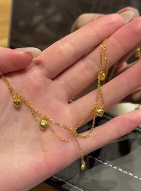 法国CoopKoop新款复古亮面爱心流苏吊坠项链超仙精致轻奢新中式