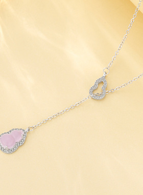 法国coopkoop紫色双葫芦项链女年新款轻奢小众吊坠高级感锁骨链