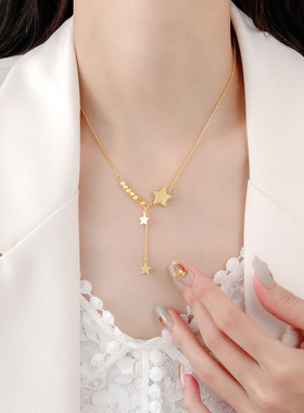 法国coopkoop年新款鱼鳞星星锁骨链闪烁星空项链女套链送女友
