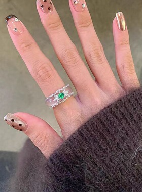 法国coopkoops925银两戴高冰玉髓戒指女时尚个性独特尾戒轻奢