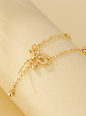 法国coopkoop爆闪蝴蝶结项链新款少女氛围感轻奢锁骨链百搭仙气