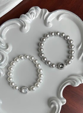 法国coopkoops925银轻奢高级真多麻色澳白色贝母扣手链小众精致