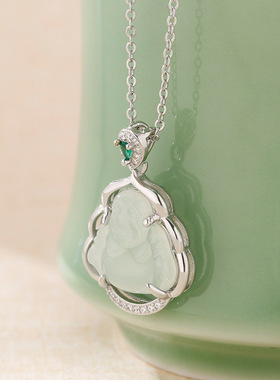 法国coopkoop玉石冰透佛公项链配饰女轻奢小众锁骨链新款吊坠