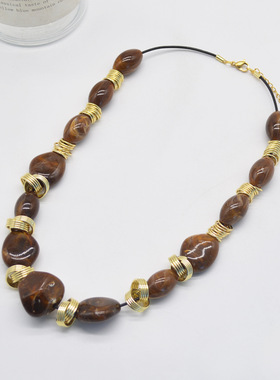 法国CoopKoop欧美美拉德树脂交错圆圈项链时尚复古高级感锁骨