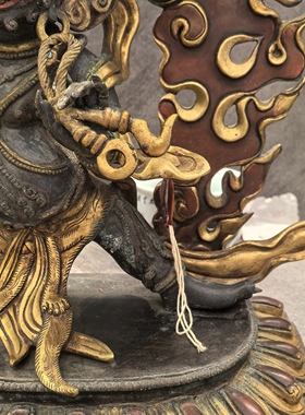 金刚手/金刚护法/金刚手菩萨/多吉/多杰25.5cm尼泊尔手工鎏金佛像