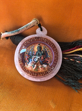 梵天藏传/纯手工微型唐卡/嘎乌盒/纯手工精绘随身佛龛/平安符挂饰