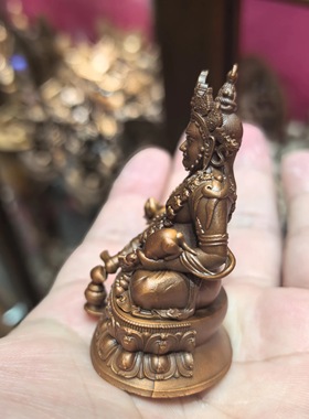 黄财神/赞巴拉/藏巴拉/五色财神/5cm紫铜佛像梵天佛堂供奉摆件