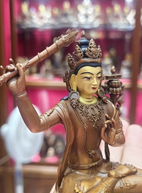 文殊/文殊师利佛像/文殊菩萨/江白央/10cm 紫铜佛像佛堂供奉摆件