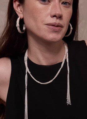 3E JEWELRY 银筑光影多种佩戴方式长项链巨闪刻面白水晶 通勤日常