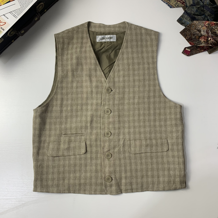 vintage日制古着女马甲棉布童趣马甲格子英伦老钱风文艺马甲-14,淘宝优惠券,粉丝福利购,淘宝优惠卷