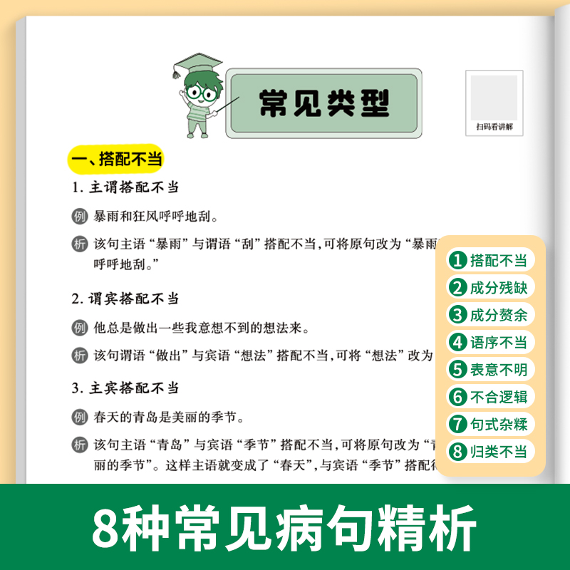 【易蓓】小学生语文病句专项训练三四五六年级人教版病句修改大全讲解训练高分突破强化练习册习题本 - 图0